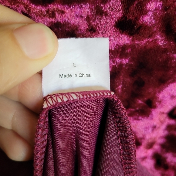 Crazy Train Women's Crushed Red Wine  Velvet Belted Midi Dress - Picture 7 of 10